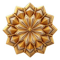 Intricate golden mandala geometric floral ornament decorative element isolated on transparent background
