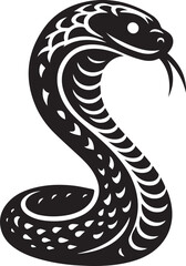 Fototapeta premium Striking cobra silhouette with detailed scales and fangs ready to strike fiercely