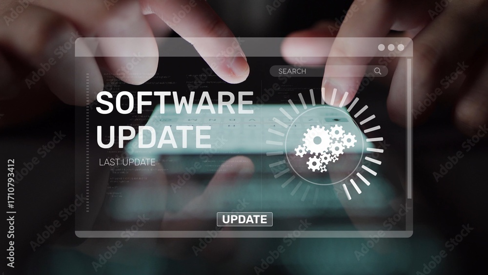 Poster knowledge upgrade and software update, digital skills improvement, competitive advantage, continuous