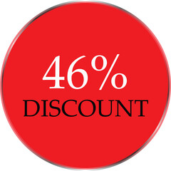 Up to 46 Percent Discount Star Badge – Red Promotional Sale Sticker, Special Offer Marketing Label, Retail Shopping Price Cut Tag, E-commerce Discount Icon for Advertising Campaign