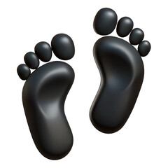 Dark human footprints side by side isolated on transparent background