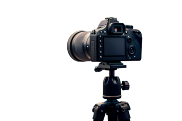 Professional DSLR Camera on Tripod Ready for Photography or Videography