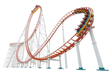 Obraz premium rollercoaster twisting turning thrilling adventure