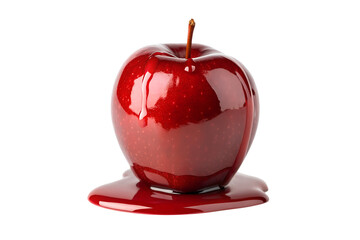 Shiny red candy apple isolated on white background