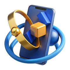 Futuristic 3d digital technology smartphone navigation concept isolated on transparent background