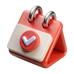 3d calendar icon with checkmark for event planning and scheduling isolated on transparent background