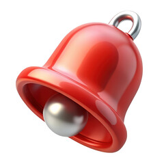 Shiny red bell object with metallic clapper isolated on black isolated on transparent background