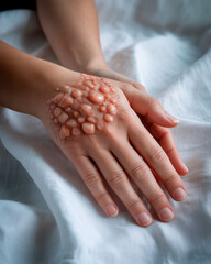 Allergic Reaction: Woman's Hands Close-Up