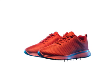 Pair of red sneakers isolated on white background