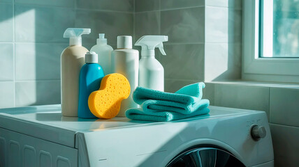 Bath Cleaning Supplies on Washer