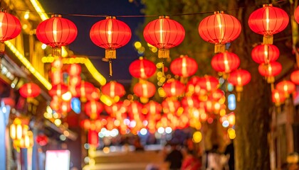 Red lanterns at night