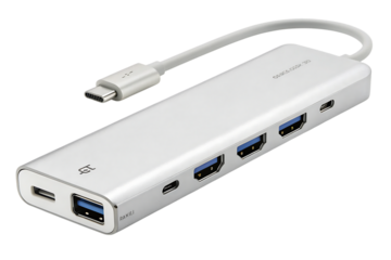 Silver USB C hub with ports