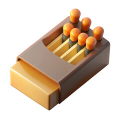 Opened matchbox with multiple lit matches ready to ignite isolated on transparent background