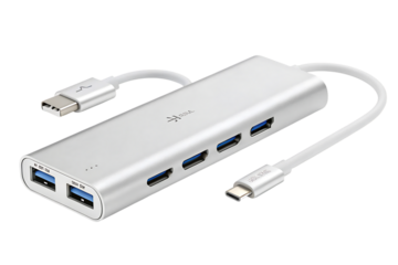 Silver USB C hub with ports
