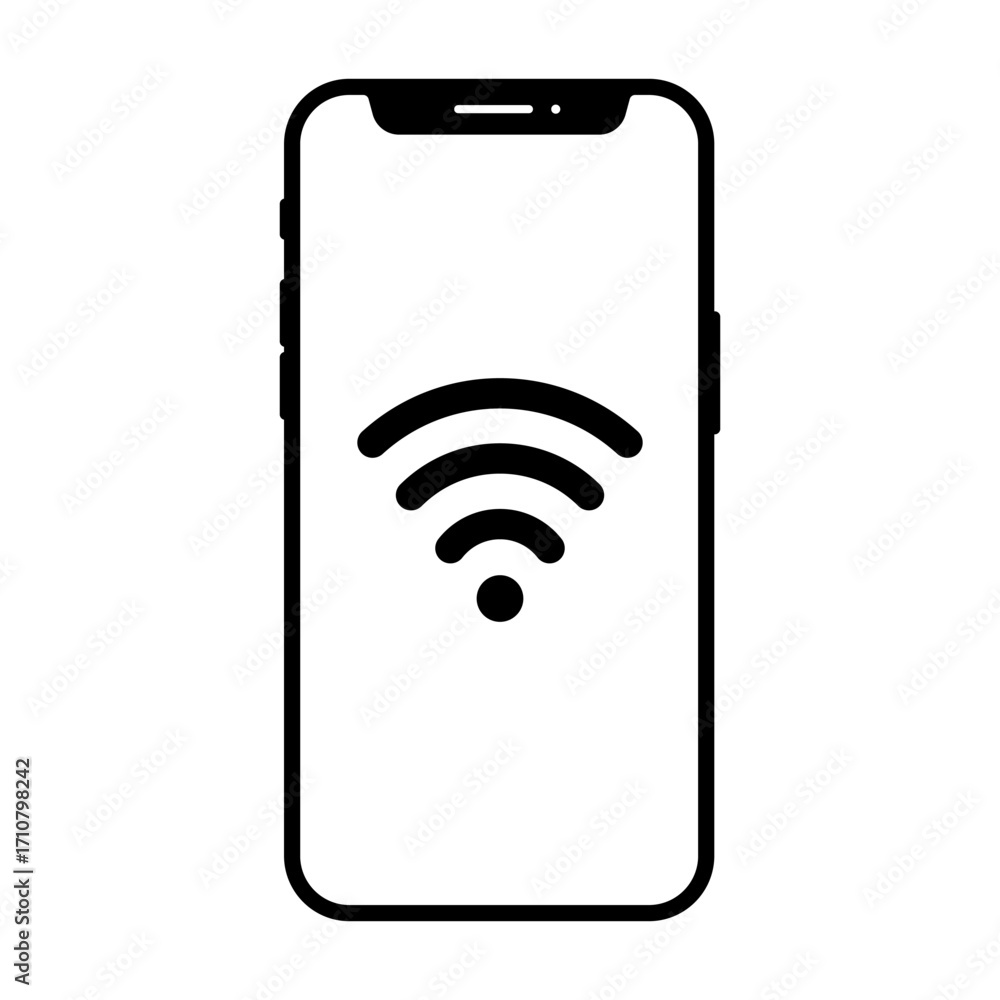 Aufkleber set of black smartphone with wi-fi icons. simple mobile phone with wi-fi icon template. white and bl