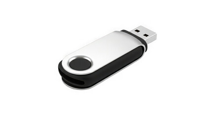 Modern metallic usb flash drive with swivel connector stored data storage device for files and information transferring technology transparent background