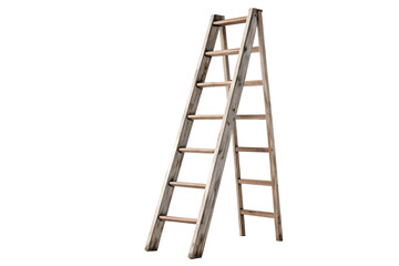Old wooden a frame ladder isolated on white background