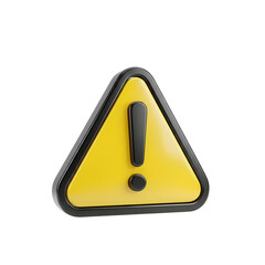 3D Render: Glossy Yellow Exclamation Mark Warning Sign