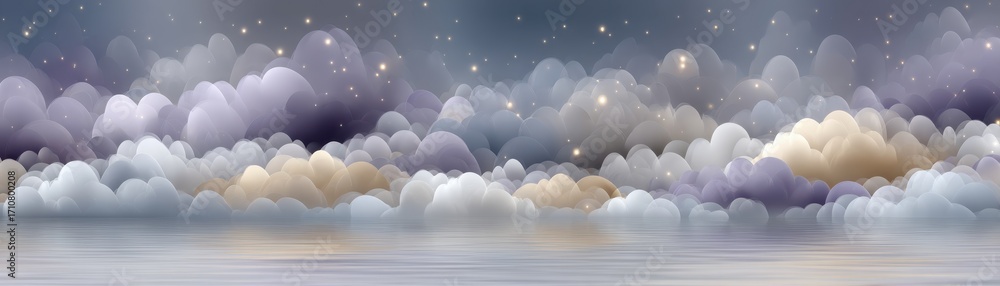 Poster cloud cybersecurity protection digital environment abstract scene technology landscape secure clouds
