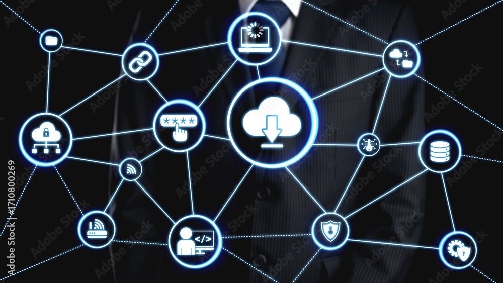 Poster cloud computing, cloud strategy, and cloud technology transforming digital infrastructure with scala