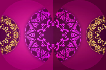 Decorative maroon mandala with golden crown floral design and mirrored ornamental patterns