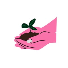 Save Environment Hands Protecting Sprout Vector
