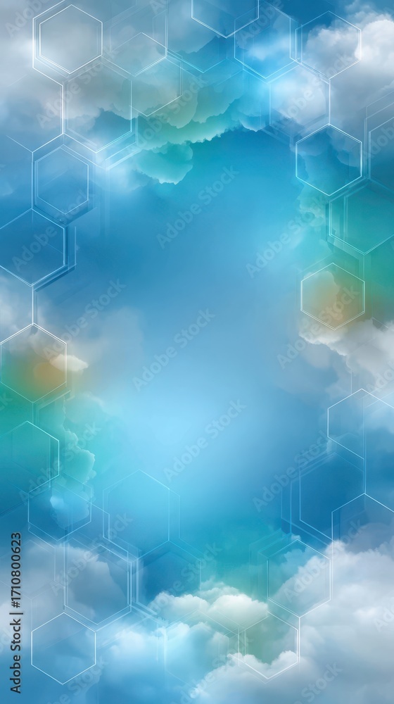 Aufkleber floating cybersecurity cloud interface abstract design digital environment high-tech concept futuris