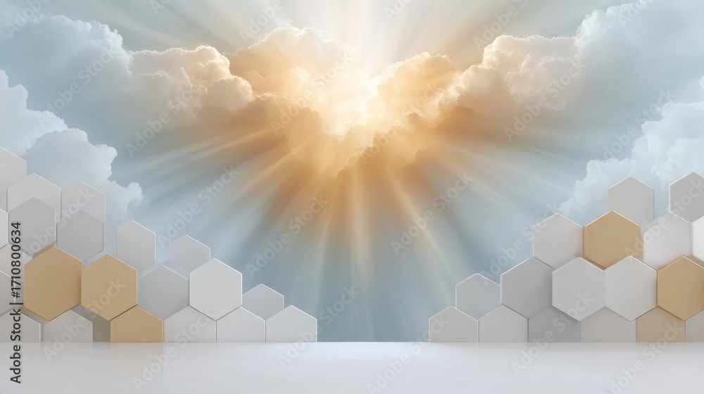 Aufkleber cloud cybersecurity icon with abstract geometric design digital environment modern concept hexagonal