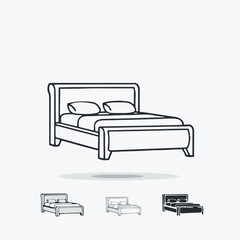  Bed Icon isolated on white background.generative ai