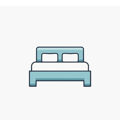  Bed Icon isolated on white background.generative ai