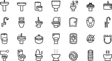 Vector EPS bundle featuring multiple wash basin designs such as pedestal, wall-mounted, round, square, and luxury sinks. Ideal for bathroom renovation, sanitary ware catalogs, and plumbing fixture des