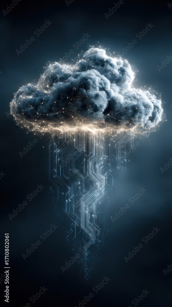 Aufkleber cloud cybersecurity abstract graphic of secured cloud with rotating elements in a digital environmen