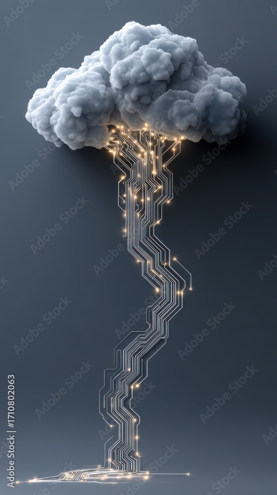 Aufkleber cybersecurity cloud concept with glowing circuit network in abstract digital environment
