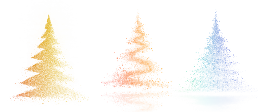 Christmas tree with green fir branch and festive forest drawing png.
