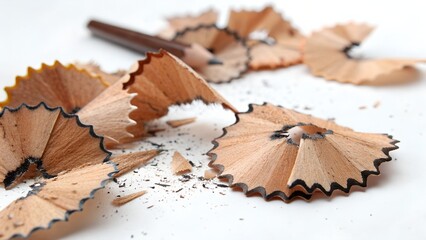 pencil shavings on white