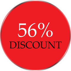 Up to 56 Percent Discount Star Badge – Red Promotional Sale Sticker, Special Offer Marketing Label, Retail Shopping Price Cut Tag, E-commerce Discount Icon for Advertising Campaign