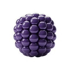 A glossy, purple, 3D rendered blackberry sits on a white background