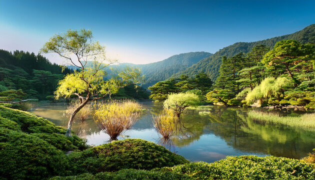 Hakuro Nishiki Iwa Hakuro Willows And Willow Trees Growing In Summer