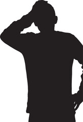 vector,silhouette of a man with expression of forgetfulness or surprise
