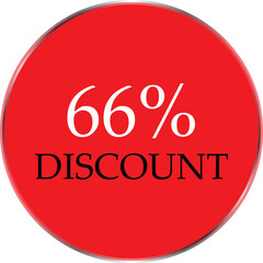 Up to 66 Percent Discount Star Badge – Red Promotional Sale Sticker, Special Offer Marketing Label, Retail Shopping Price Cut Tag, E-commerce Discount Icon for Advertising Campaign