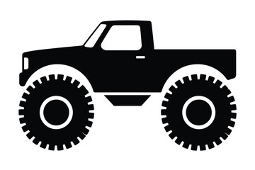 Silhouette of a monster truck with large off road tires