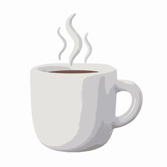 Coffee Mug 3D Cartoon Icon white background.generative ai