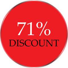 Up to 71 Percent Discount Star Badge – Red Promotional Sale Sticker, Special Offer Marketing Label, Retail Shopping Price Cut Tag, E-commerce Discount Icon for Advertising Campaign