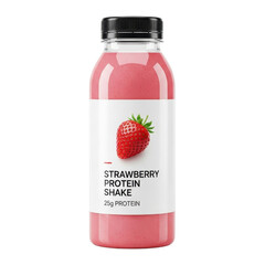 Strawberry protein shake bottle with 25g protein message isolated PNG with Transparent Background