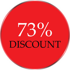 Up to 73 Percent Discount Star Badge – Red Promotional Sale Sticker, Special Offer Marketing Label, Retail Shopping Price Cut Tag, E-commerce Discount Icon for Advertising Campaign