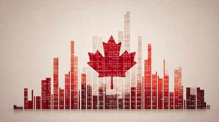 Data visualization highlighting bar chart trends with Canadian symbolism