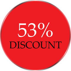 Up to 53 Percent Discount Star Badge – Red Promotional Sale Sticker, Special Offer Marketing Label, Retail Shopping Price Cut Tag, E-commerce Discount Icon for Advertising Campaign