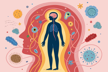 Illustration of the gut brain and other elements vector 