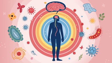 Illustration of gut brain and other elements vector 