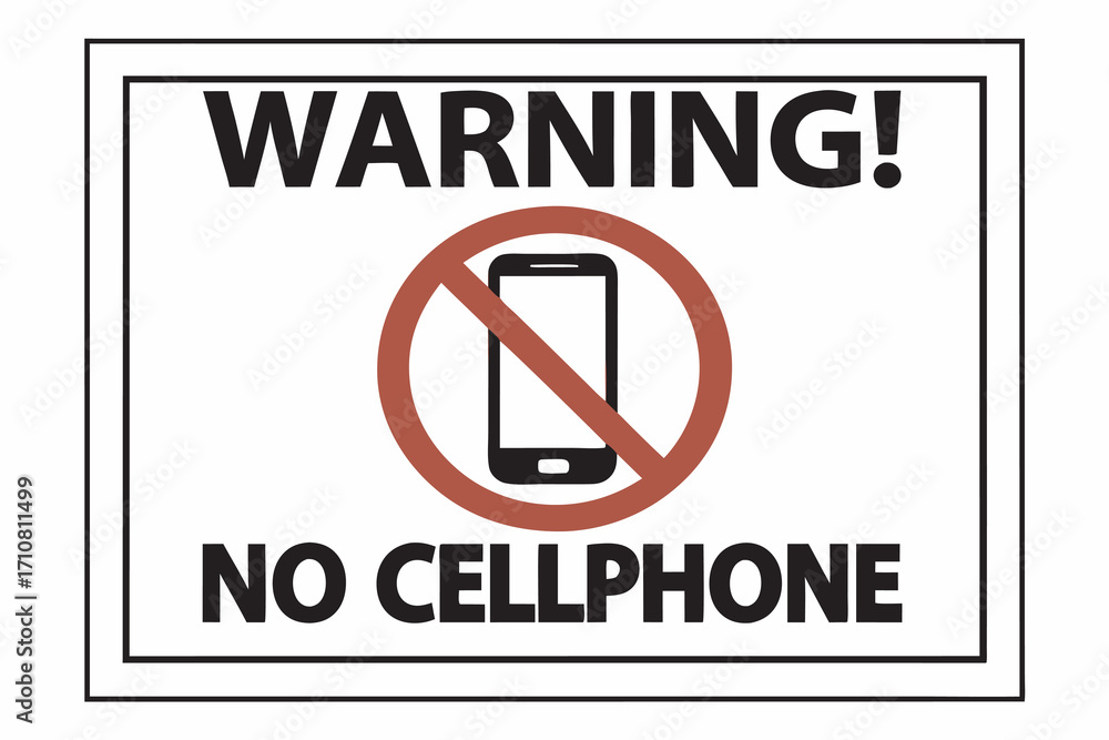 Poster Warning sign with white rectangular border and colorful elements